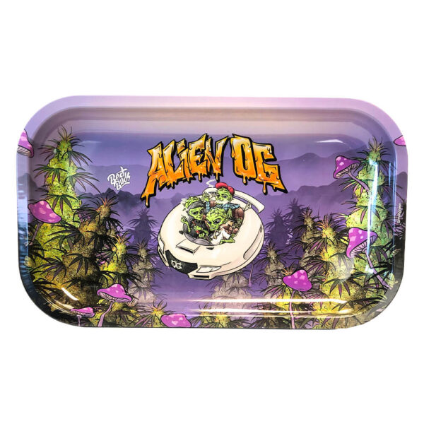 Best Buds Alien OG Metal Rolling Tray tálca (16×27 cm) termékfotó a Hollyweed webshopban