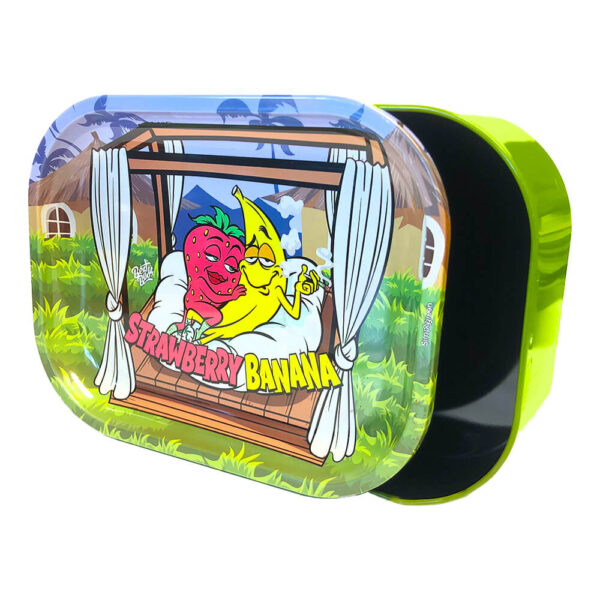 Best Buds Thin Box Strawberry Banana tárolós rolling tray tálca termékfotó a Hollyweed webshopban