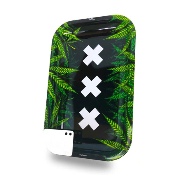 Best Buds XXX Amsterdam Large rolling tray mágneses grinder-kártyával termékfotó a Hollyweed webshopban