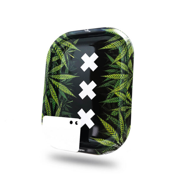 Best Buds XXX Amsterdam Small rolling tray mágneses grinder-kártyával termékfotó a Hollyweed webshopban