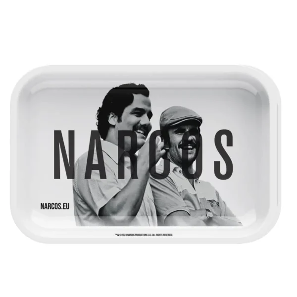 Narcos fehér fém sodrótálca, közepes
