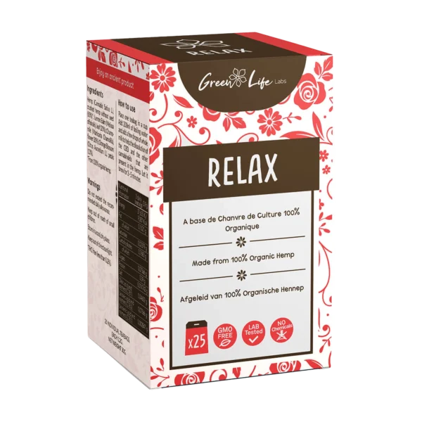 Green Life Labs Relax kenderes filteres tea doboza, 25 filter