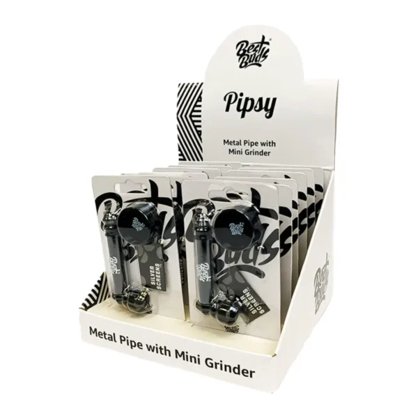 Best Buds Pipsy fekete fémpipa mini grinderrel