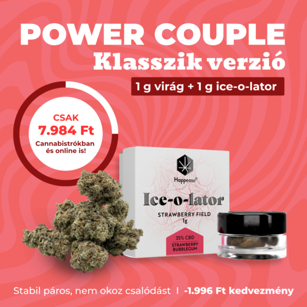 Power Couple klasszik csomagajánlat banner — 1 g virág + 1 g ice-o-lator