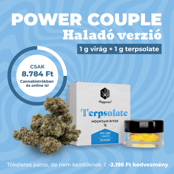 Power Couple haladó csomagajánlat banner — 1 g virág + 1 g terpsolate