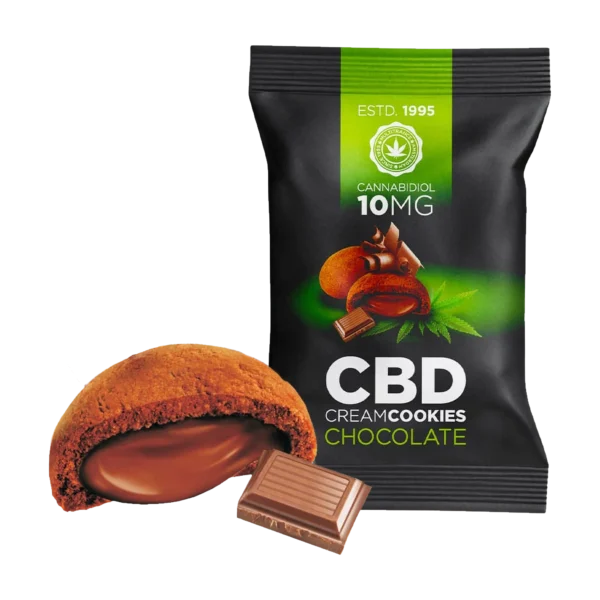 CBD Cream Cookies Chocolate keksz csomagolása és a keksz