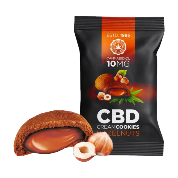 CBD Cream Cookies Hazelnuts keksz csomagolása és a keksz