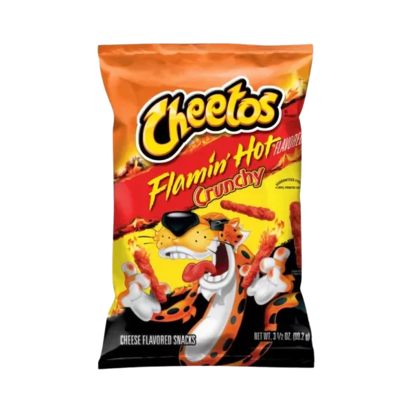 Cheetos Flamin' Hot Crunchy csípős sajtos kukoricasnack, 99,2 g-os amerikai tasak